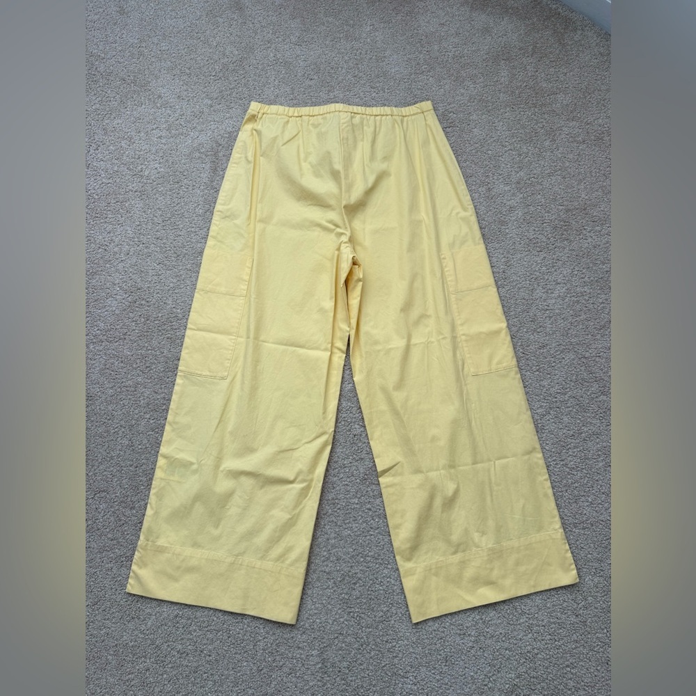 Eileen Fisher Cotton Pastel Yellow Button Shirt Cropped Wide Leg Pants SET XS - Picture 7 of 8